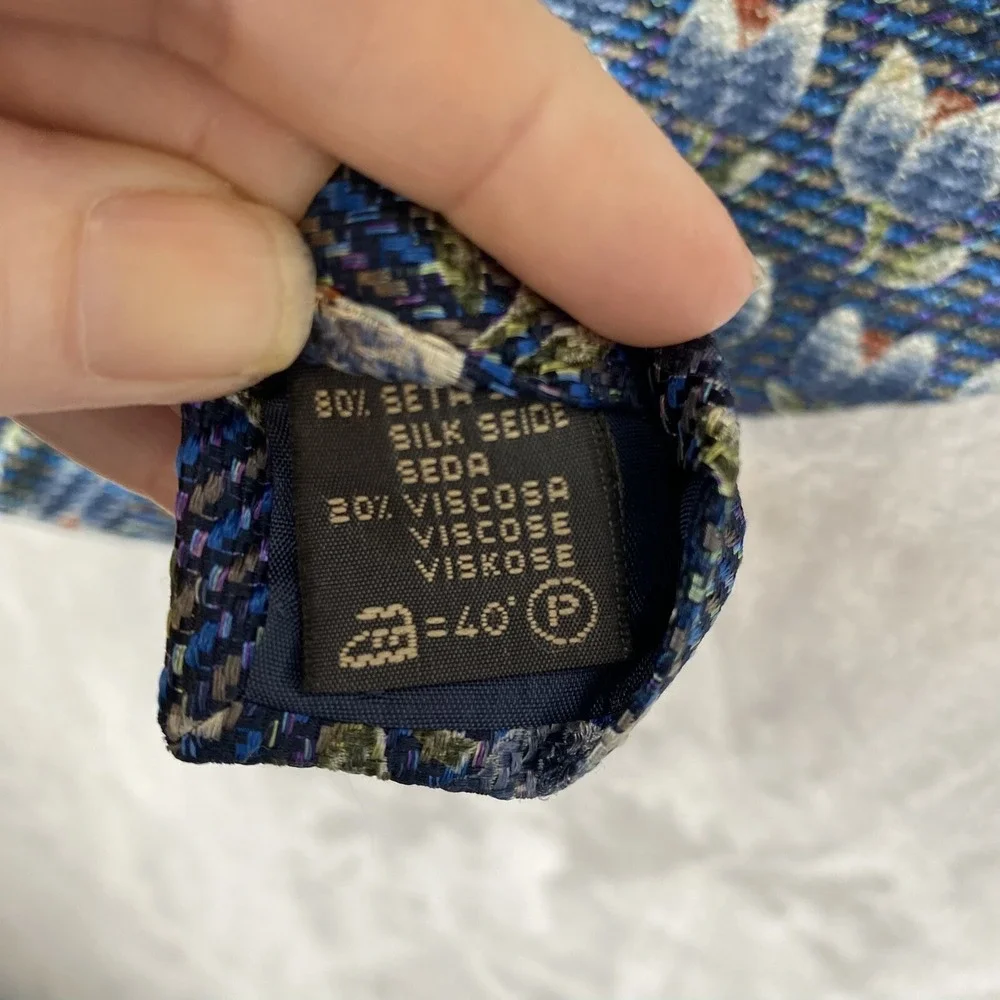 ERMENEGILDO ZEGNA Mens Silk‎ Viscose Tie ITALY Blue Floral
